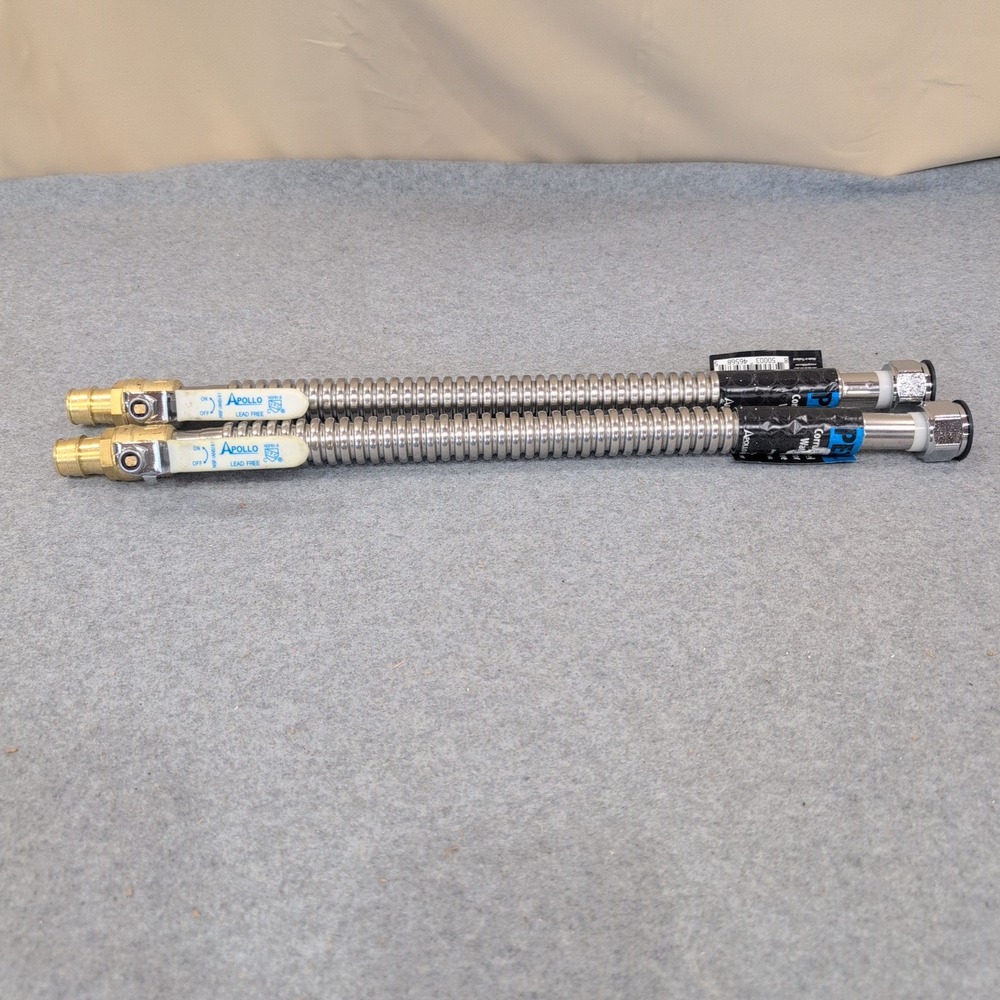 Apollo PEX-A Corrugated Stainless Steel Water Heater Connector Ball Valve 2 Pack - Picture 2 of 5